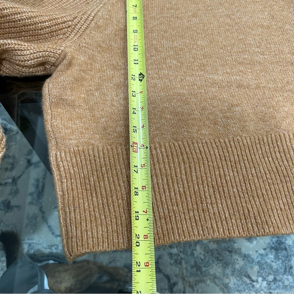 NWT Topshop Rollneck Balloon Sleeve Crop Sweater Brown Camel Ribbed Sz 8-10 - Picture 8 of 9